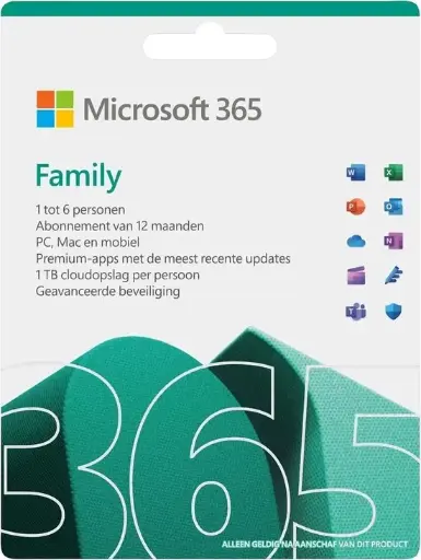 Microsoft 365 Family 5 Gebruikers PC/Mac 1 jaar